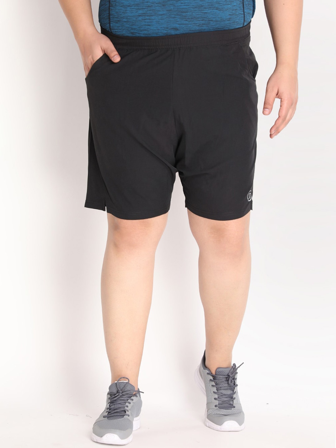 

CHKOKKO Plus Men Black Solid Basketball Shorts
