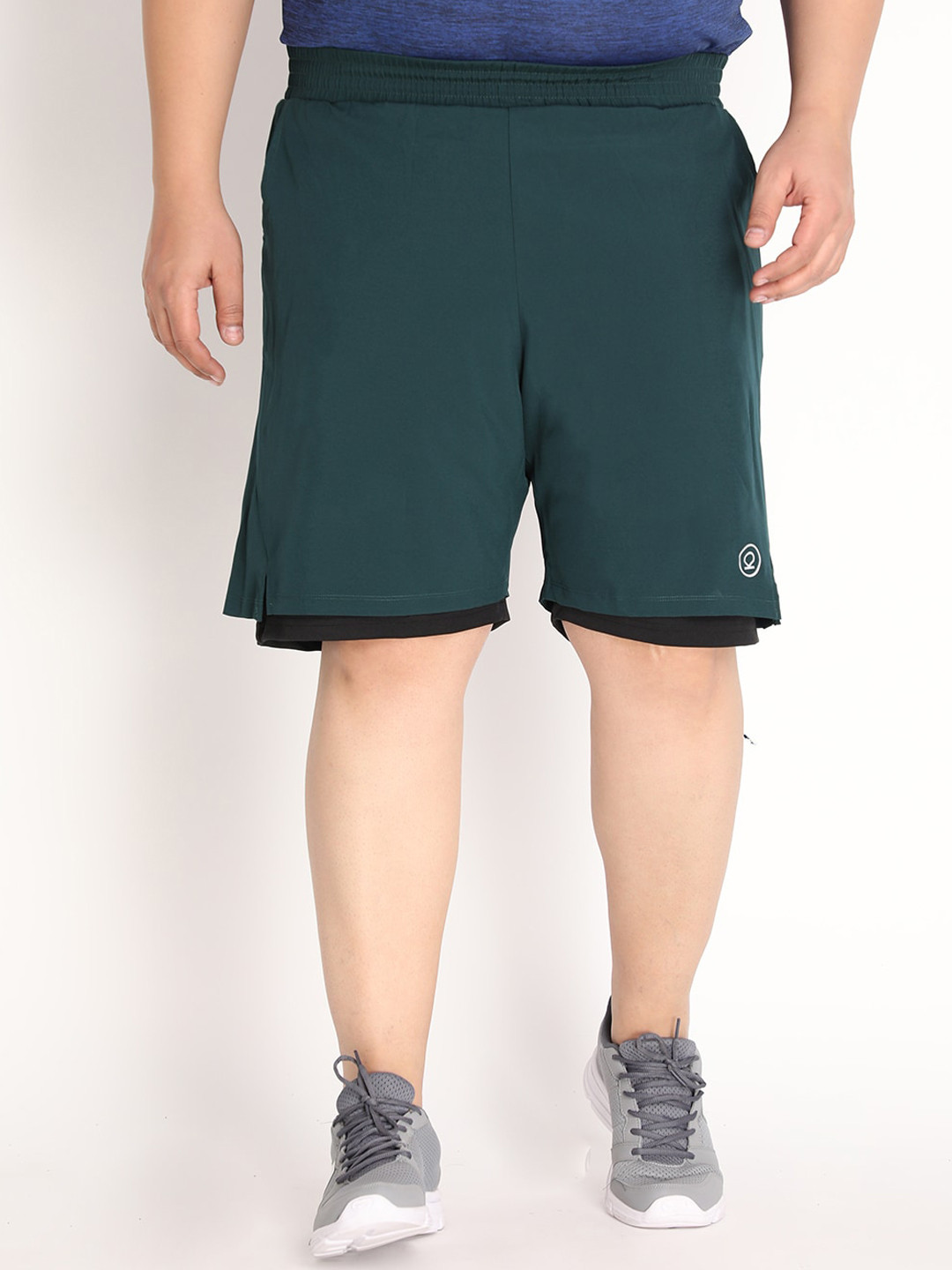 

CHKOKKO Plus Men Green Running Sports Shorts