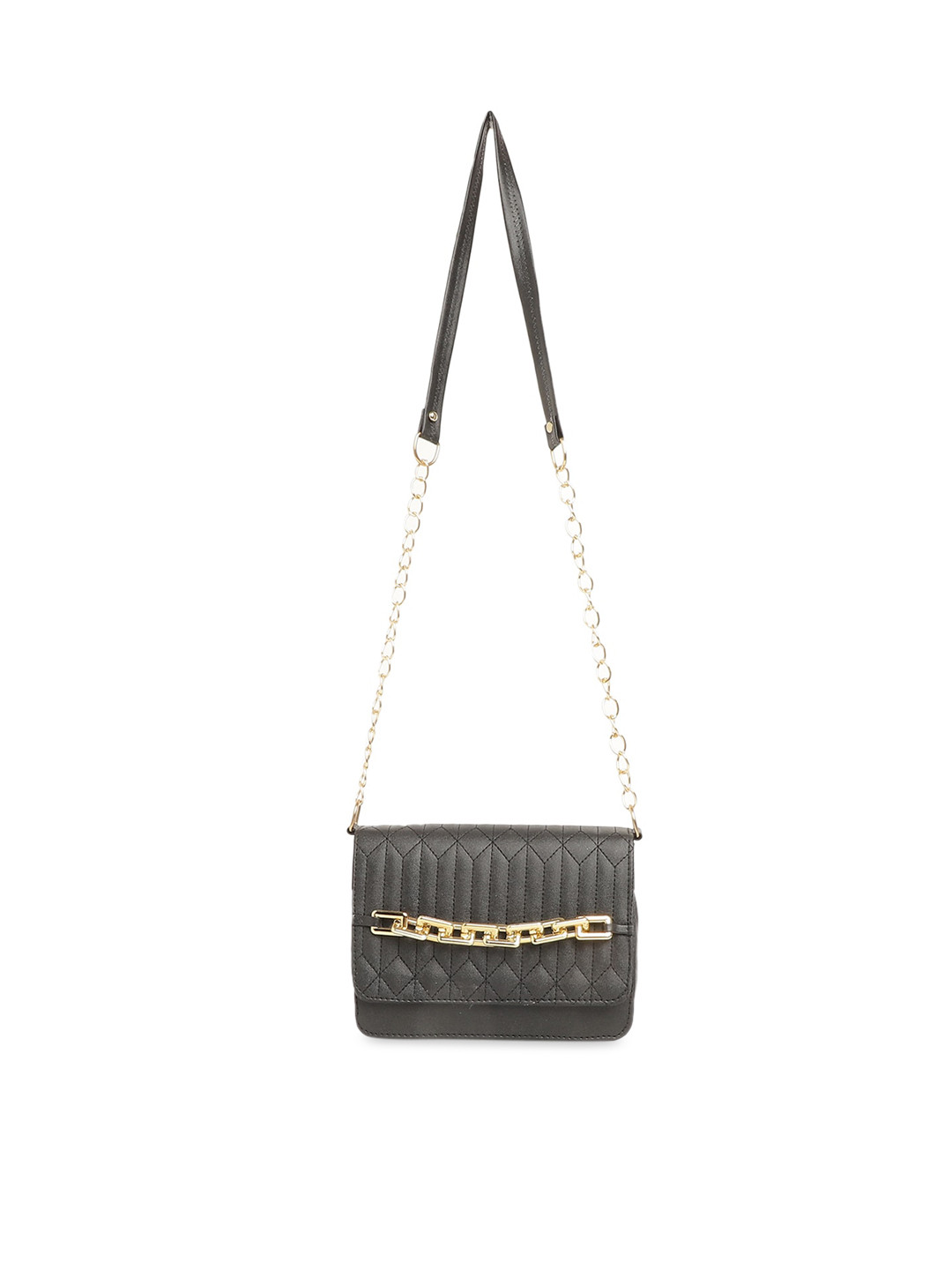 

borse lele Black PU Structured Sling Bag with Quilted