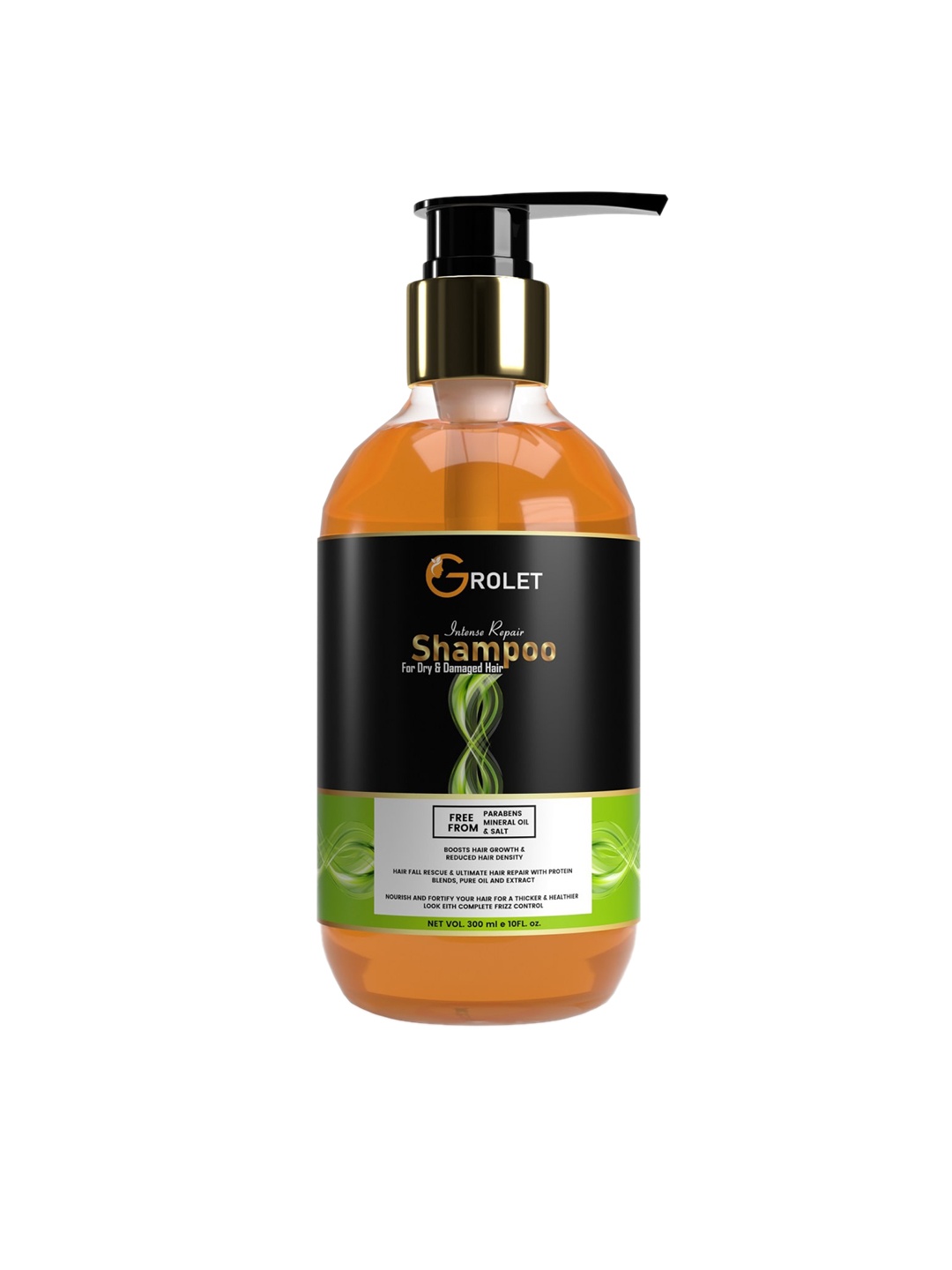 

GROLET Intense Repair Natural Shampoo for Dry & Damaged Hair - 300ml, Brown