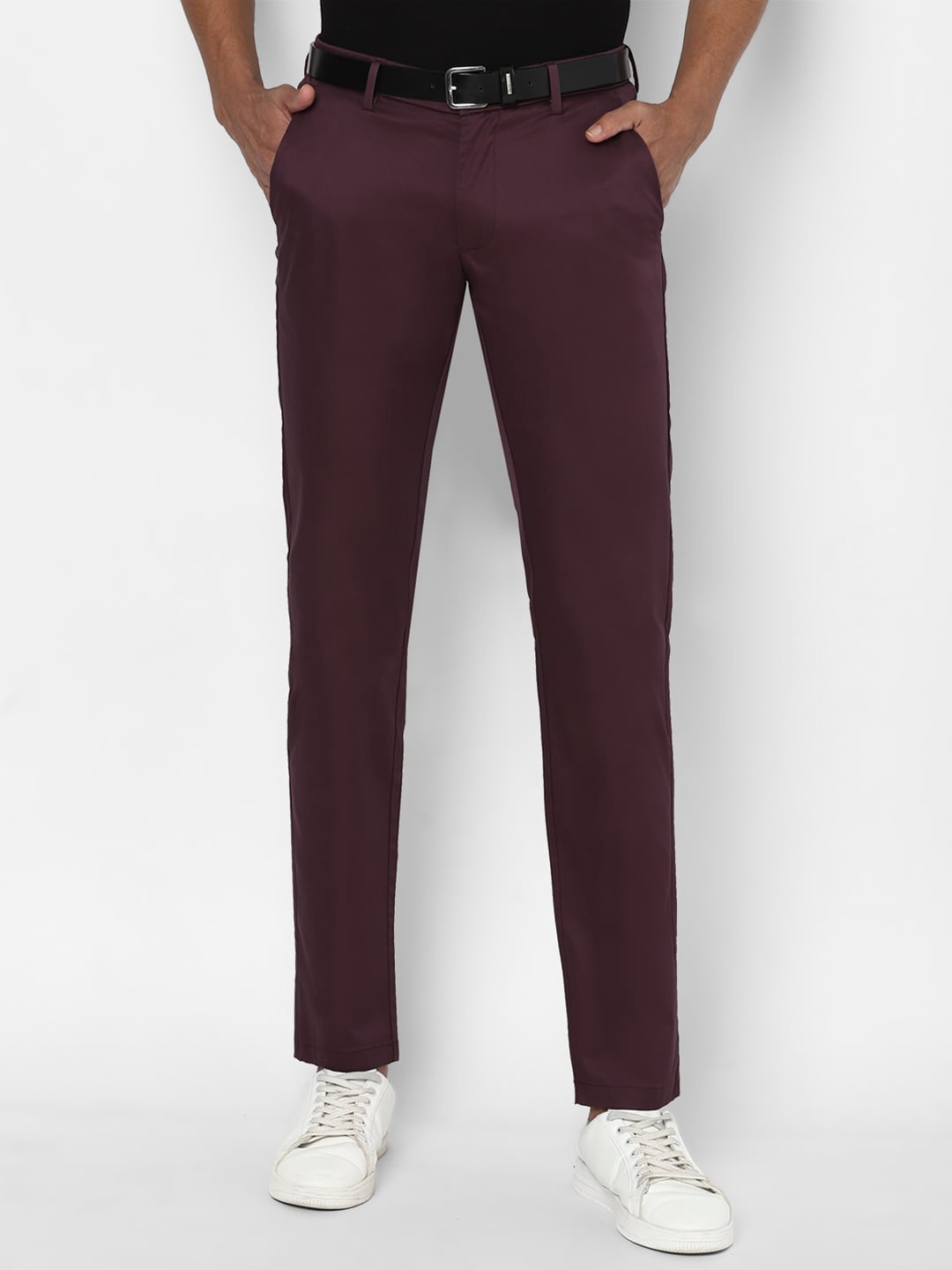 

Allen Solly Men Purple Solid Slim Fit Trousers