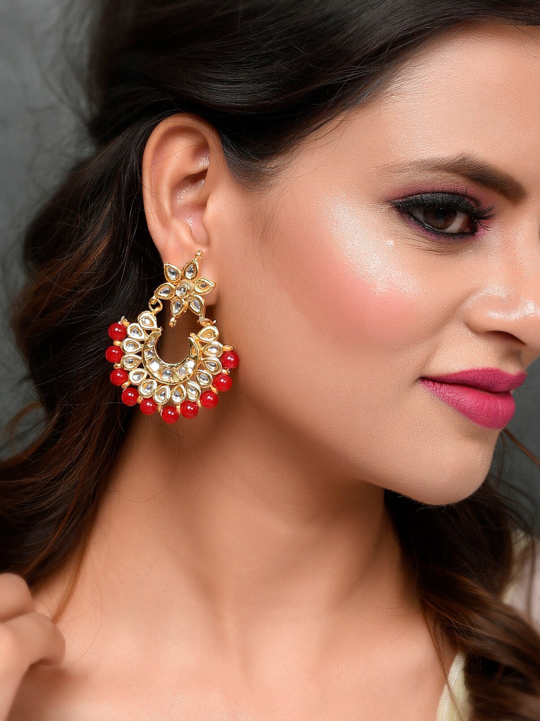 

Silvermerc Designs Gold-Toned Contemporary Chandbalis