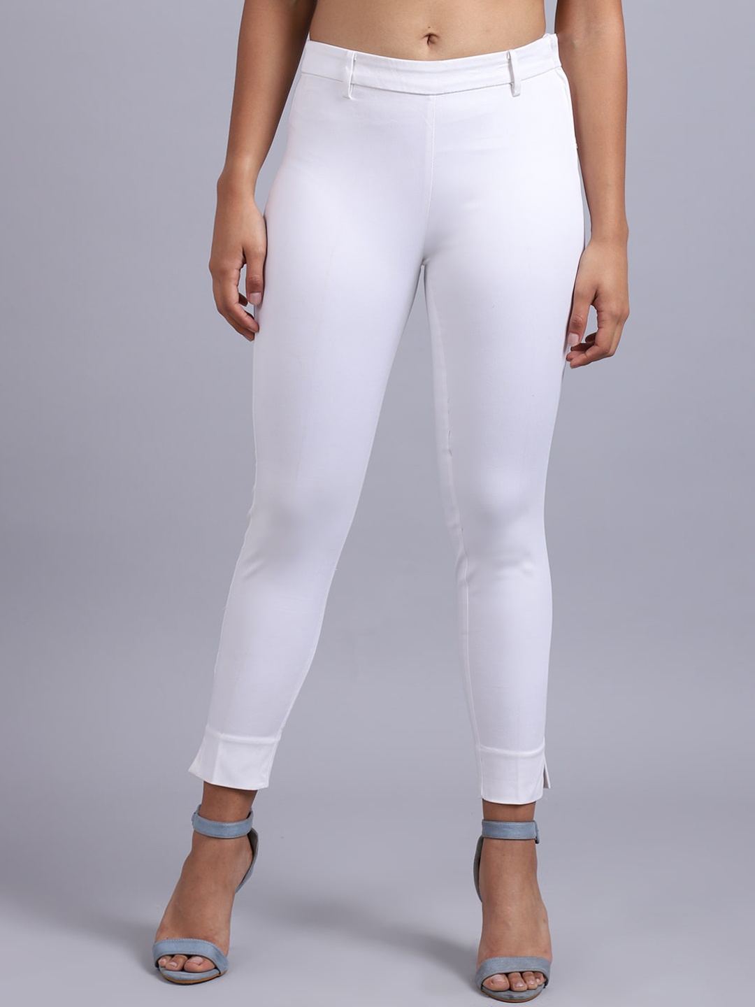 

GRACIT White Smart Slim Fit Trousers