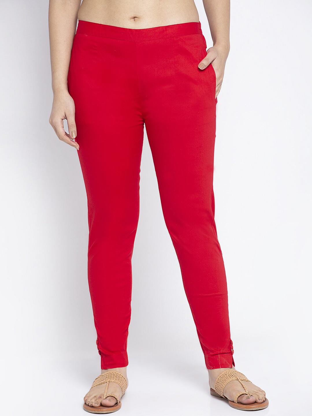 

GRACIT Women Red Smart Skinny Fit Trousers