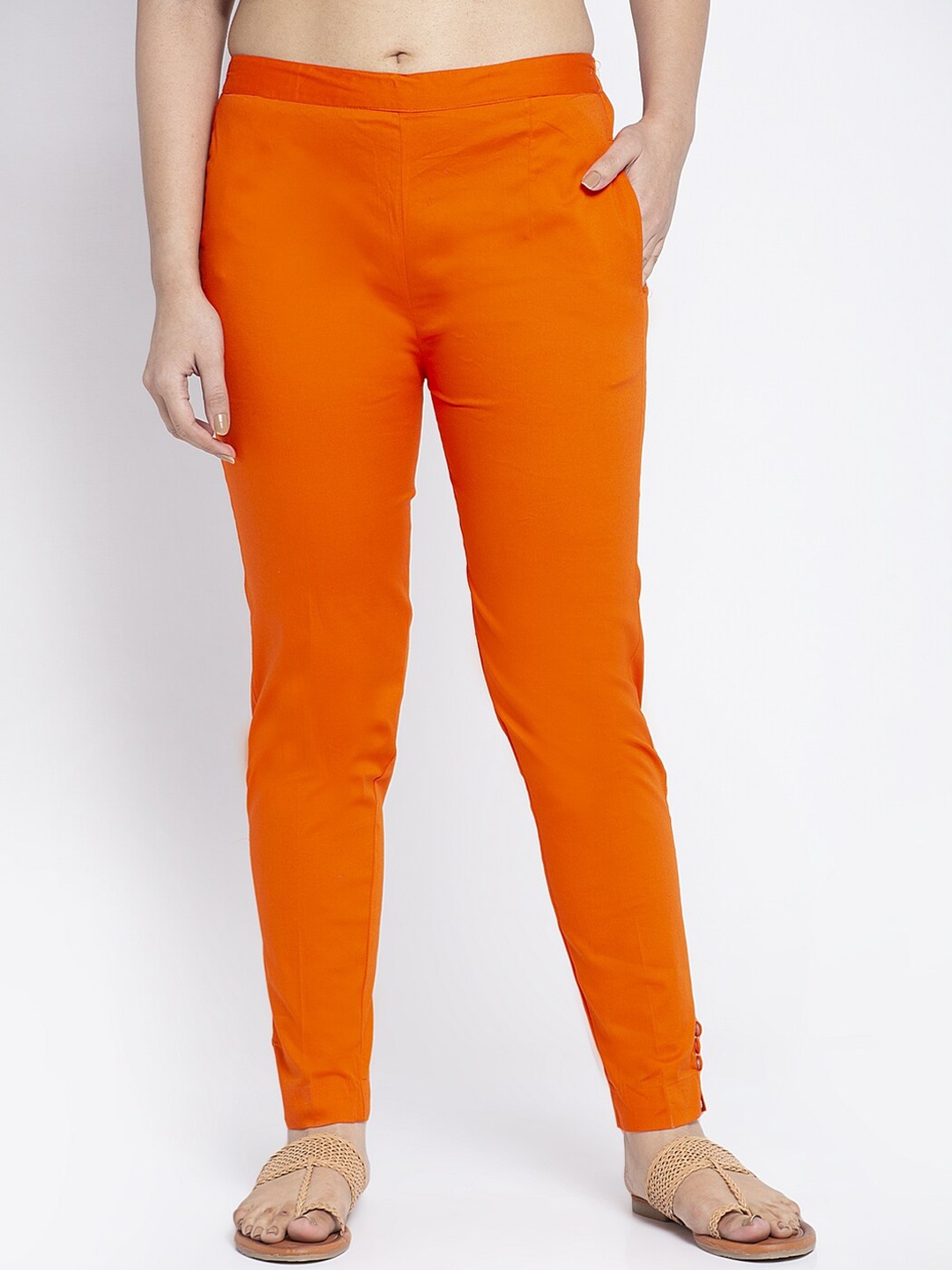 

GRACIT Women Orange Smart Skinny Fit Regular Trousers