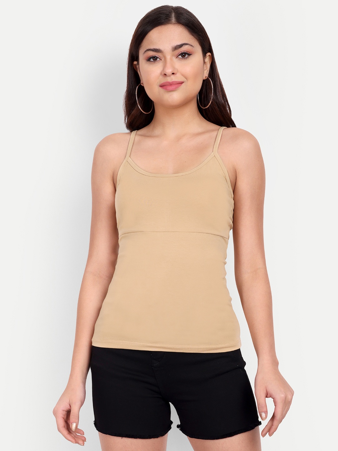 

Indiankala4u Women Beige Solid Pure Cotton Camisoles