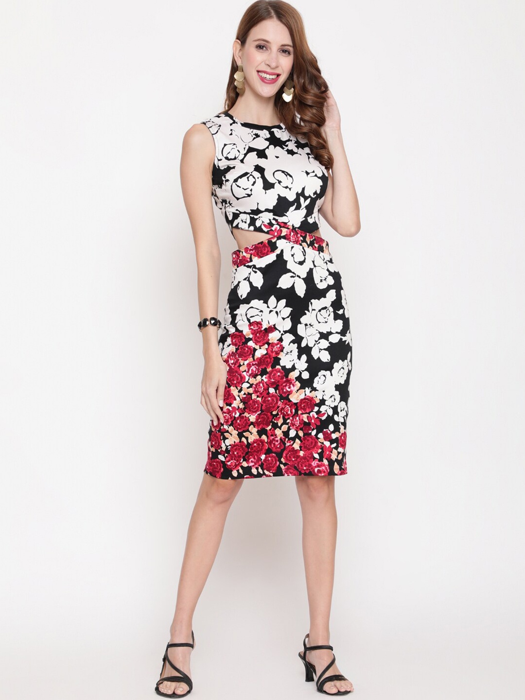 

AKIMIA Black Floral Sheath Dress