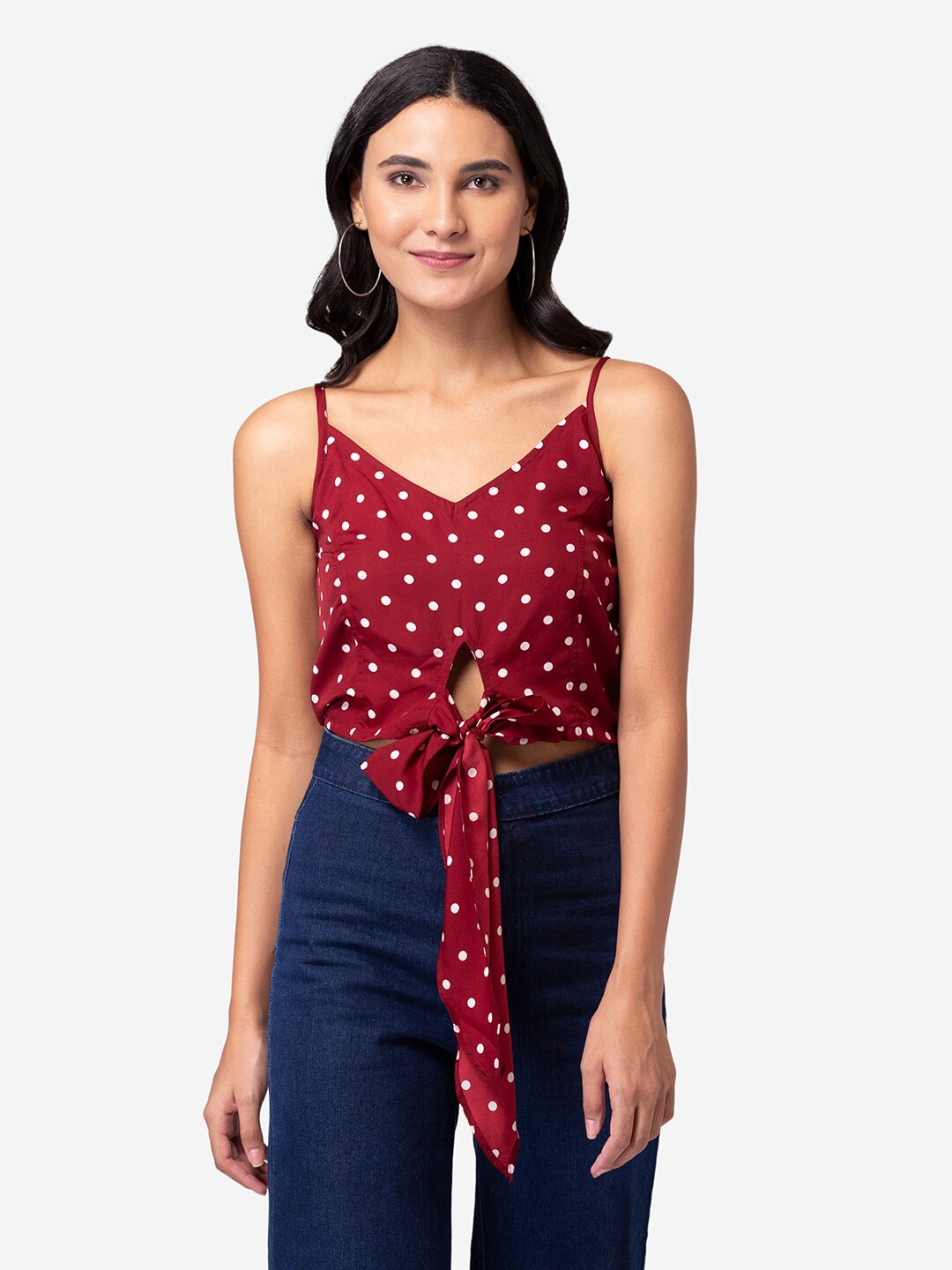 

YEROS Maroon Print Crepe Top