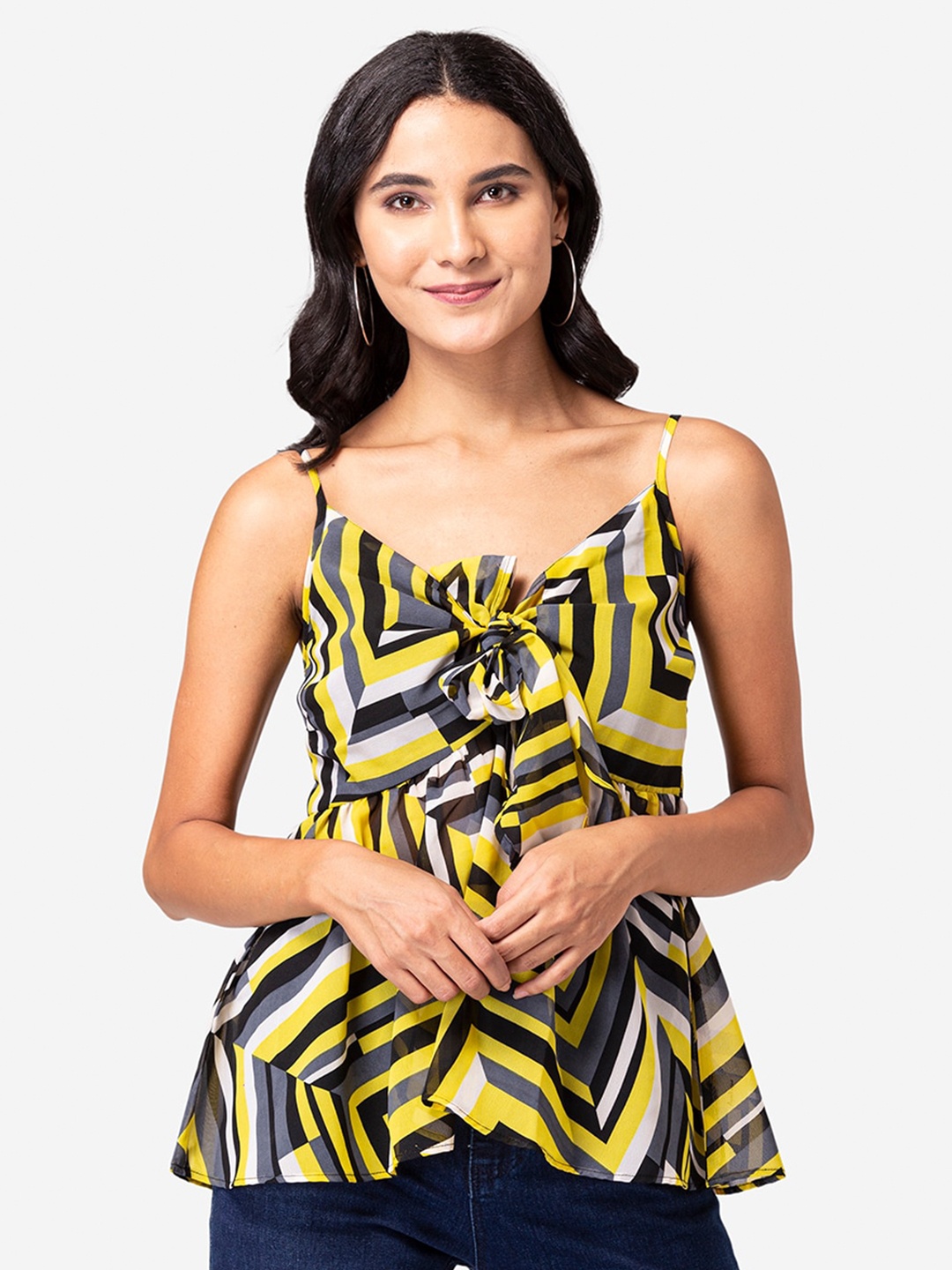 

YEROS Black Print Georgette Top