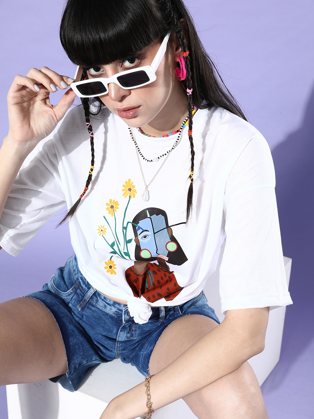

HERSHEINBOX Women Classic White Graphic Joyful Conversation Tshirt