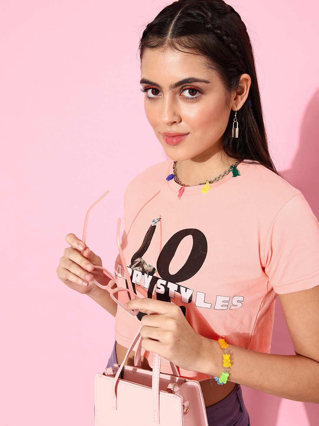 

Stylecast X Hersheinbox Women Attractive Peach Graphic Baby Tee