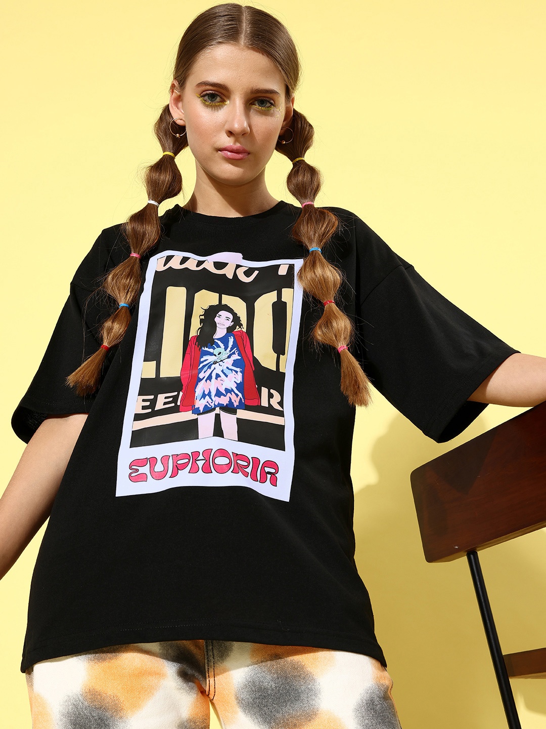 

Stylecast X Hersheinbox Women Stunning Black Graphic Joyful Conversation Tshirt