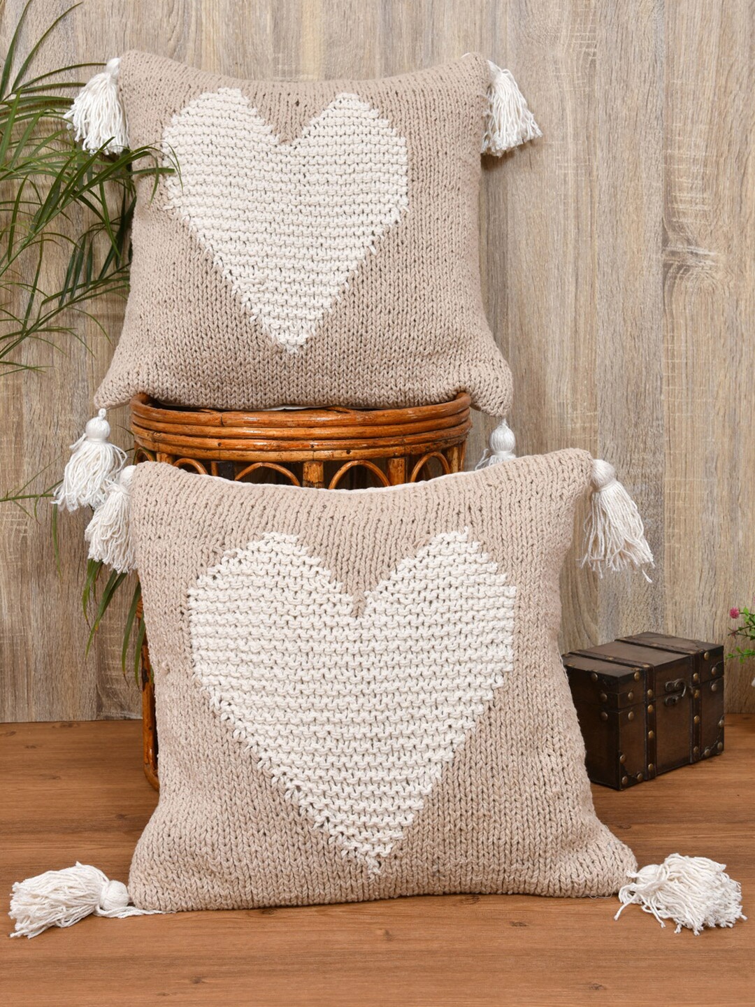 

Gulaab Jaipur Brown Set of 2 Square Cushion Covers