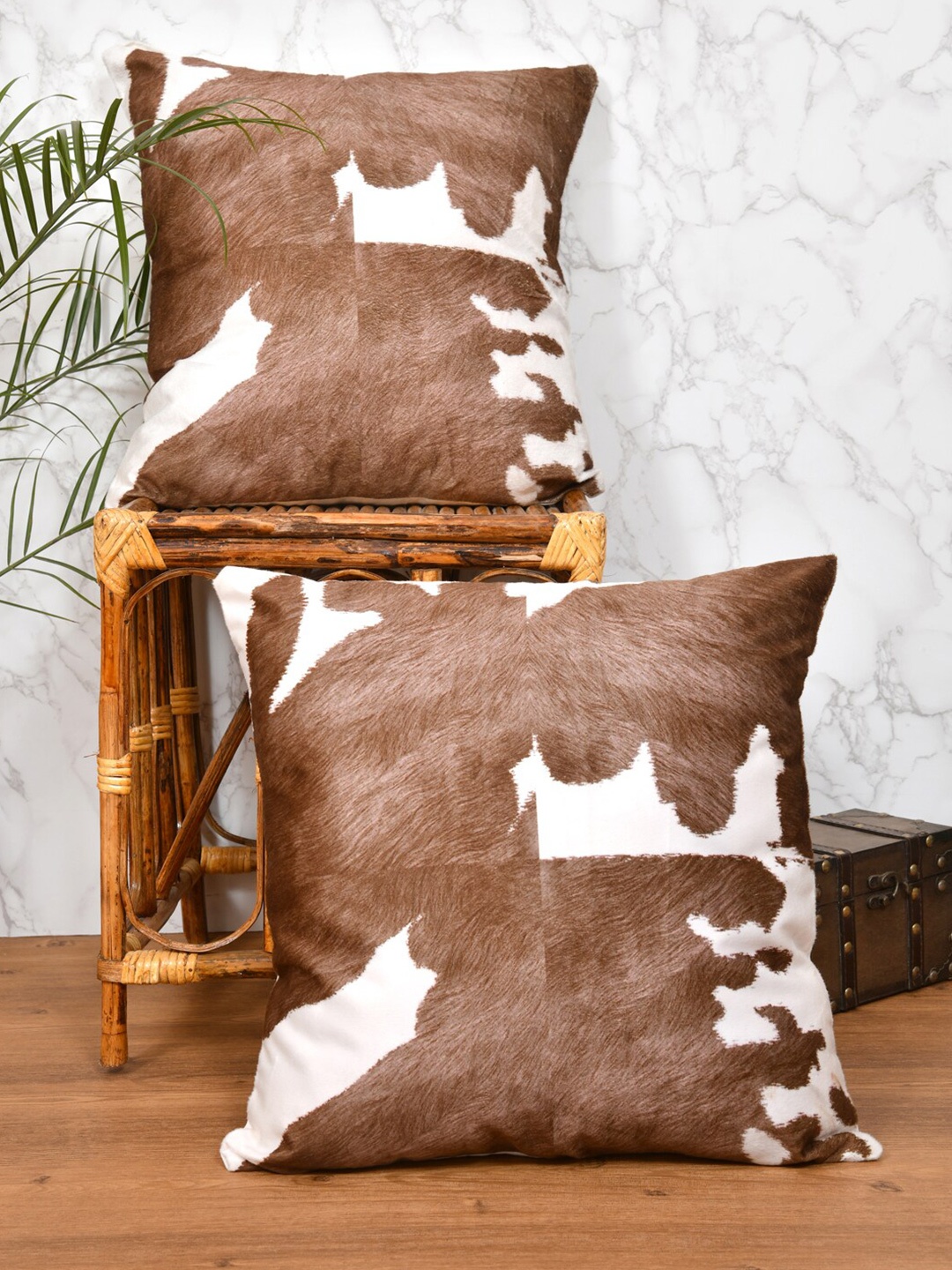 

Gulaab Jaipur Set of 2 Cotton Square Cushion Covers, Brown
