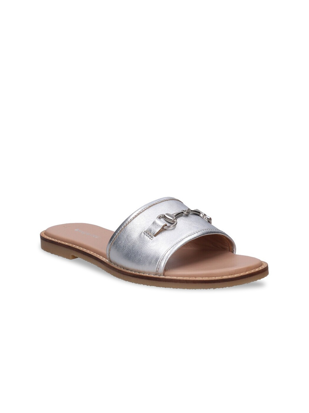 

Bugatti Inci Women Silver-Toned Embellished Open Toe Flats