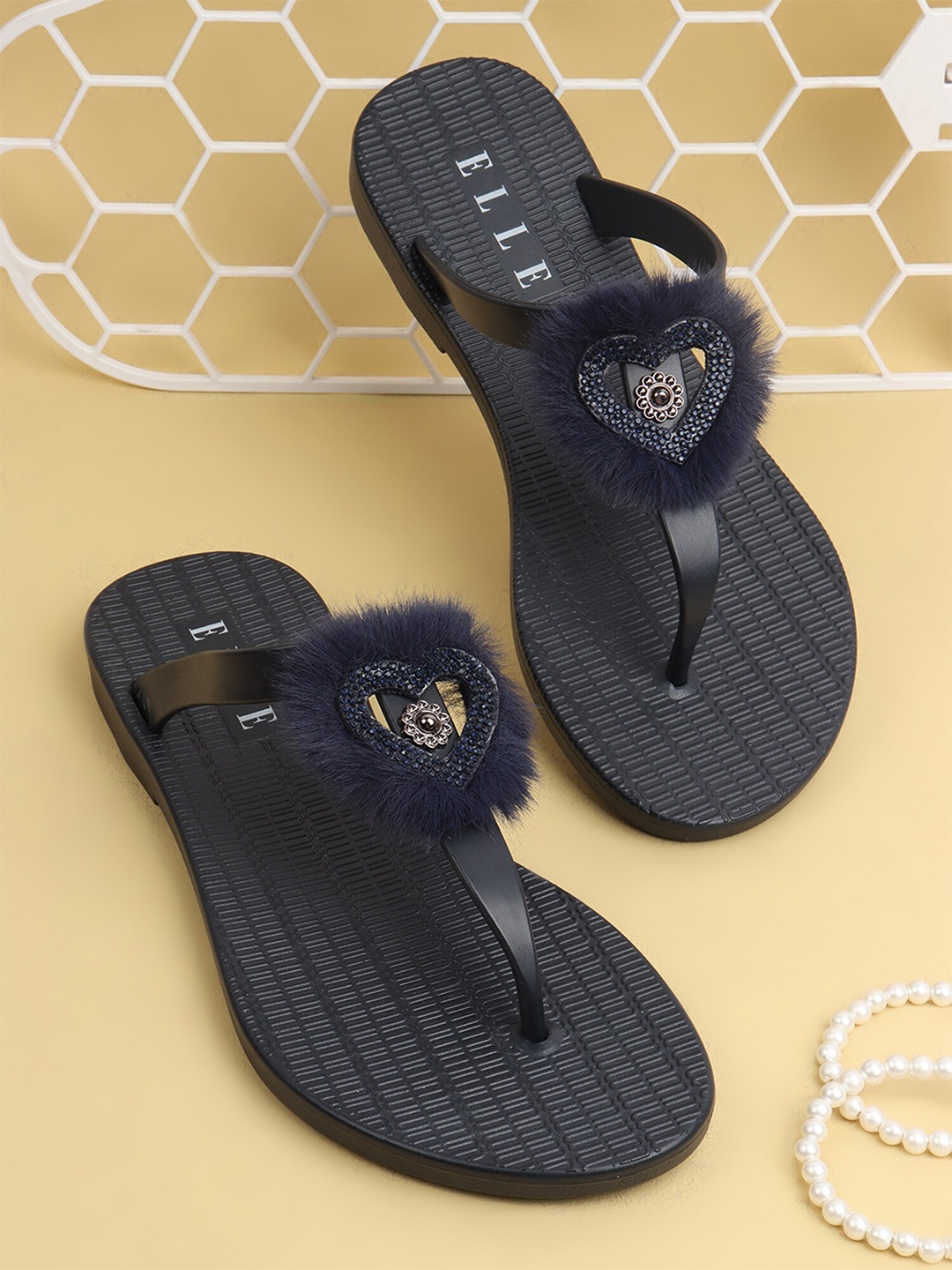 

ELLE Women Navy Blue Thong Flip-Flops