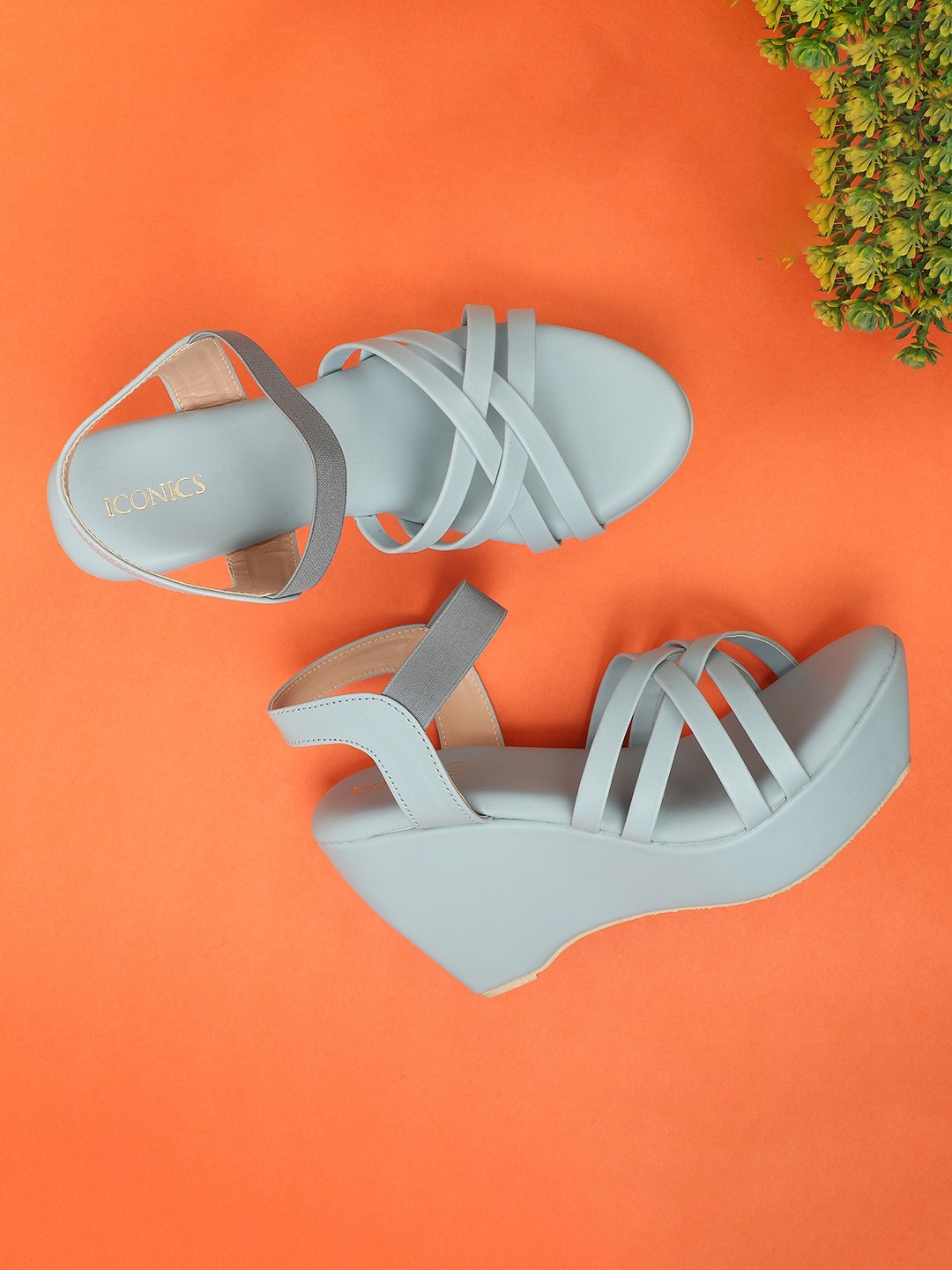 

ICONICS Blue Striped Stiletto Pumps with Bows