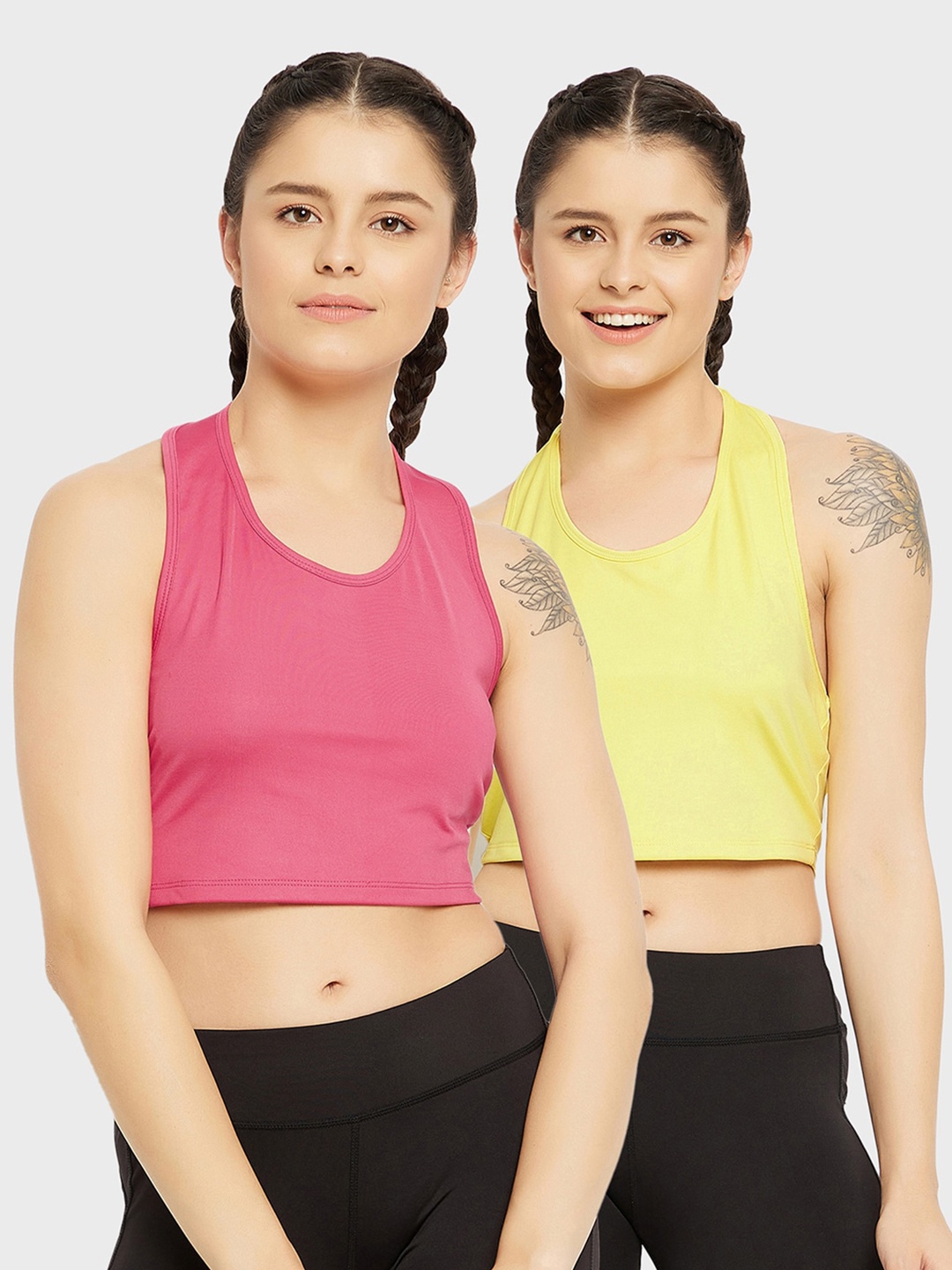 

Clovia Multicoloured Tank Crop Top, Multi