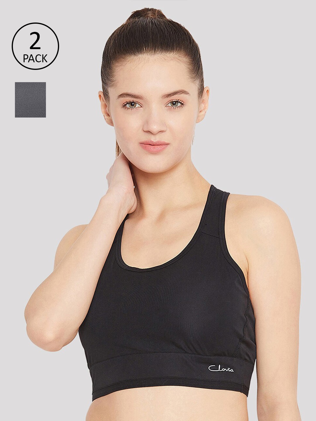 

Clovia Black & Grey Pack of 2 Lightly Padded Sports Bra
