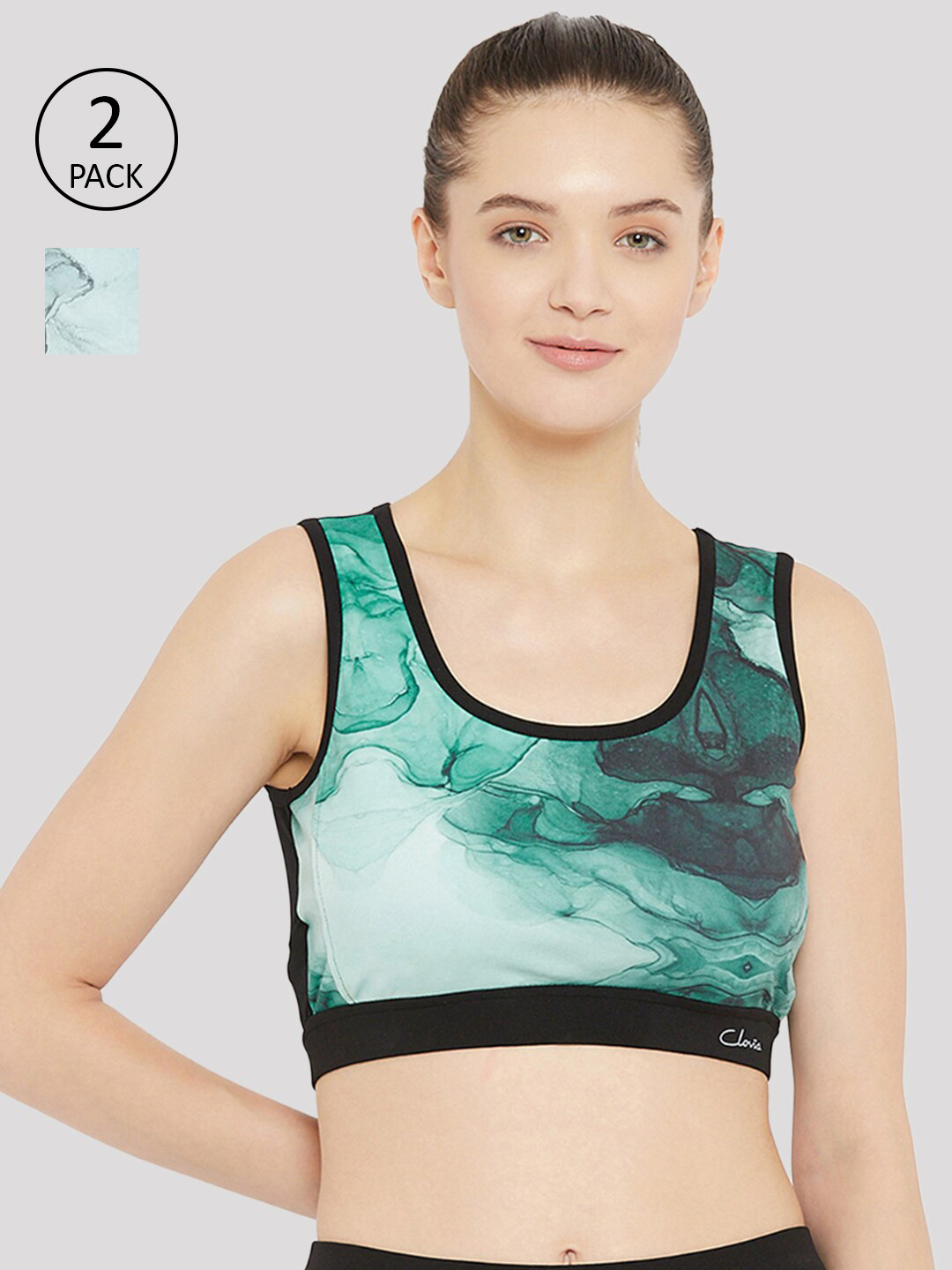 

Clovia Blue & Black Geometric Bra Lightly Padded