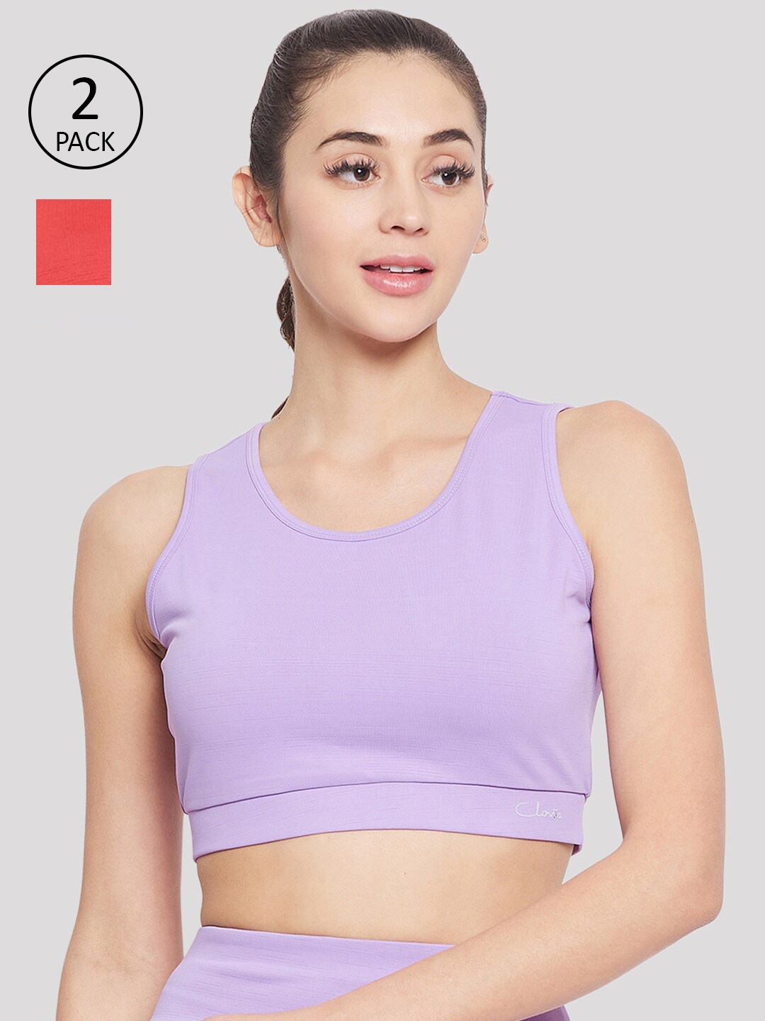 

Clovia Lavender & Coral Set Of 2 Lightly Padded Workout Bra