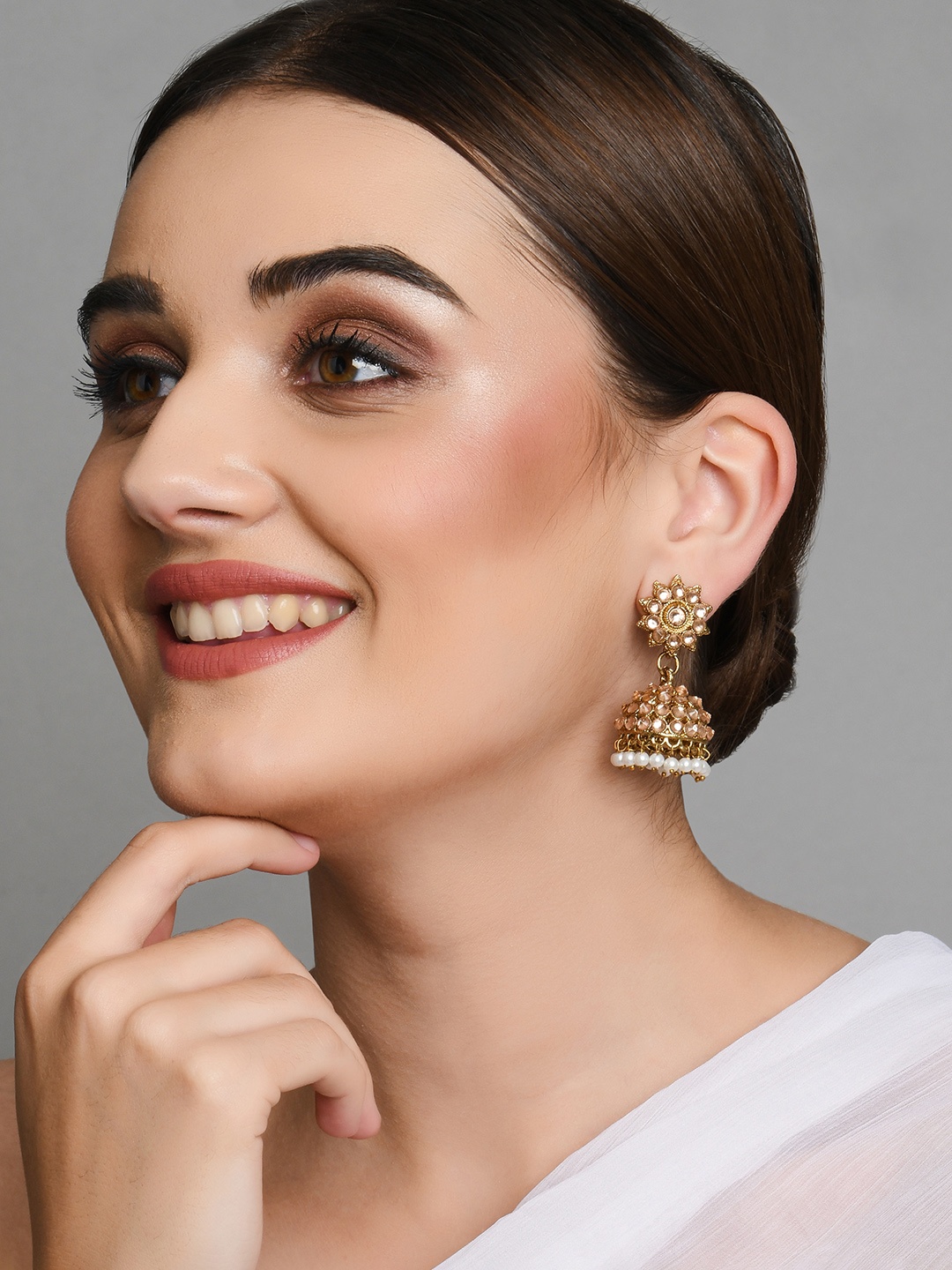 

Fida Gold-Toned Floral Jhumkas Earrings