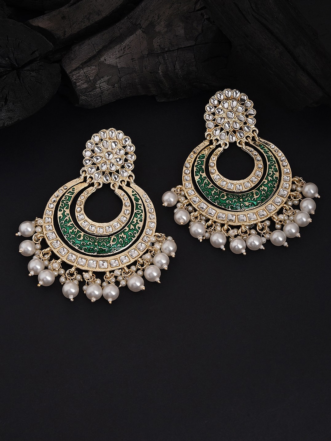 

Fida Green Crescent Shaped Chandbalis Earrings