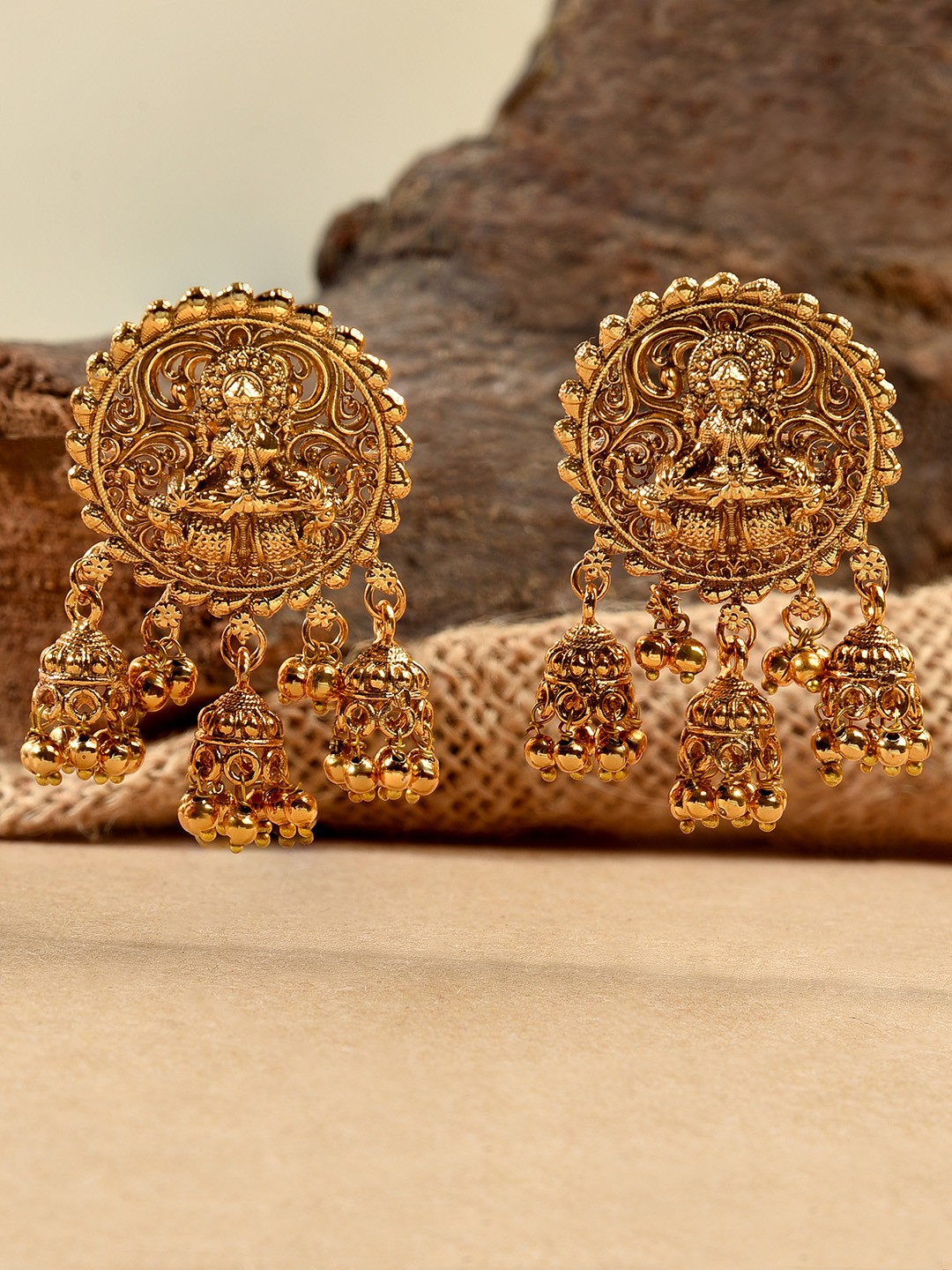 

Fida Gold-Toned Circular Jhumkas Earrings