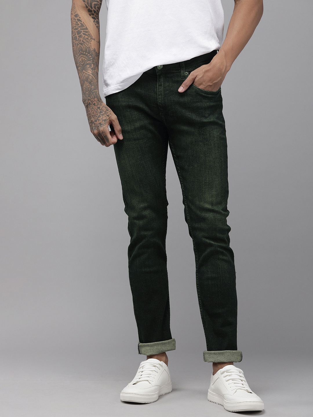 

BEAT LONDON by PEPE JEANS Men Green Slim Fit Light Fade Stretchable Jeans