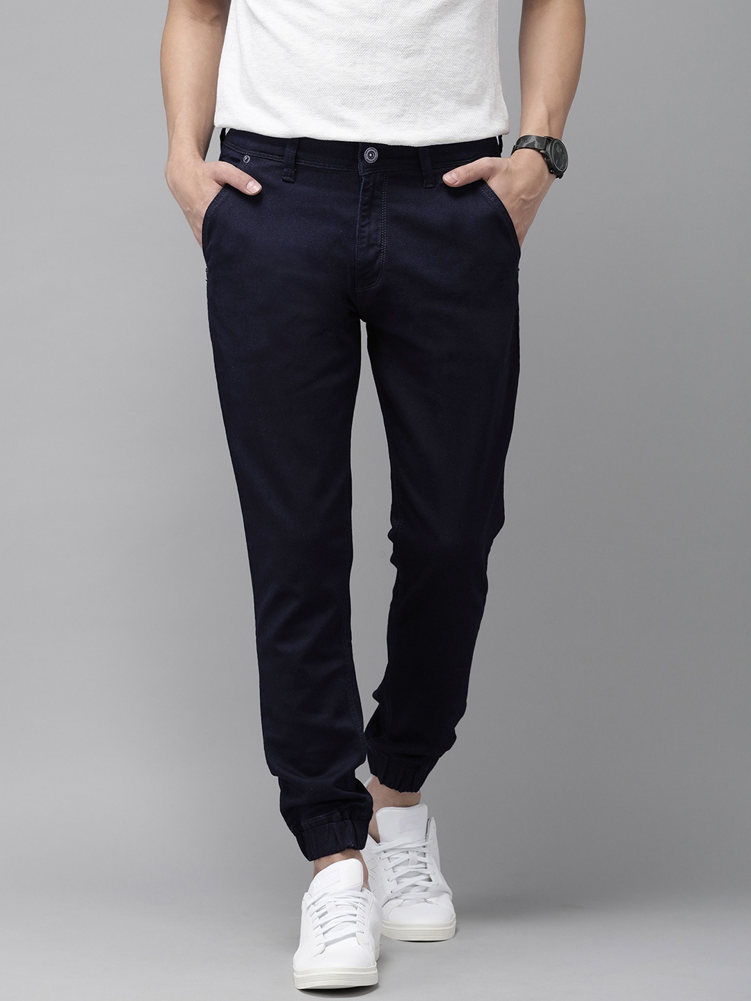 

BEAT LONDON by PEPE JEANS Men Navy Blue Slack Jogger Fit Stretchable Jeans