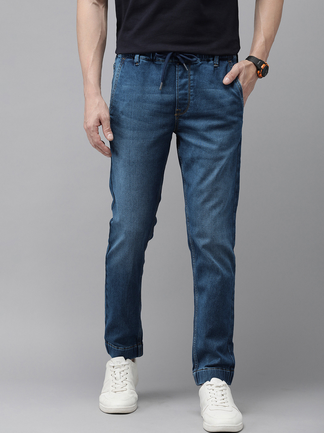 

BEAT LONDON by PEPE JEANS Men Blue Mid-Rise Joggers