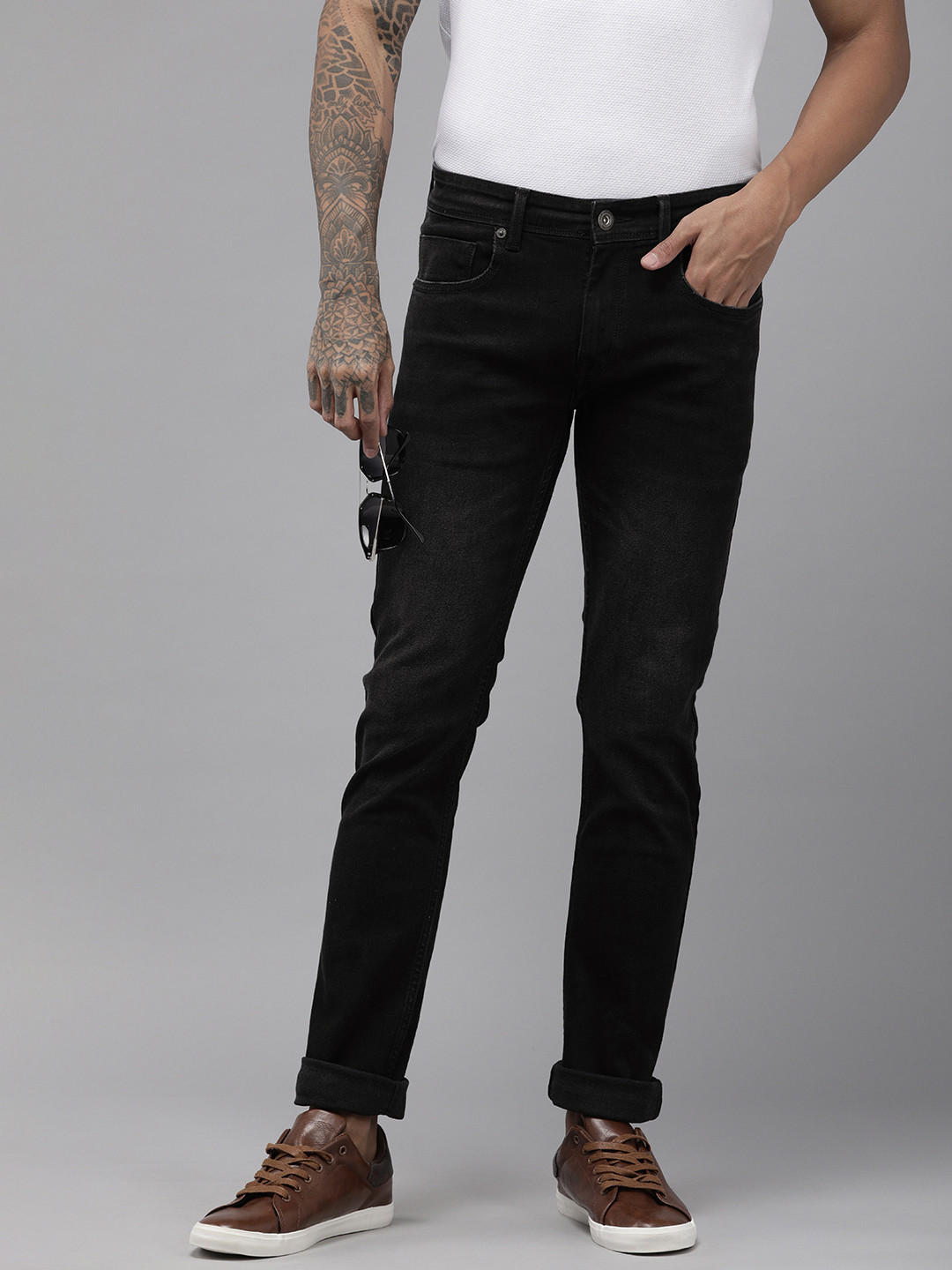 

BEAT LONDON by PEPE JEANS Men Black Allmer Vapour Slim Fit Light Fade Stretchable Jeans