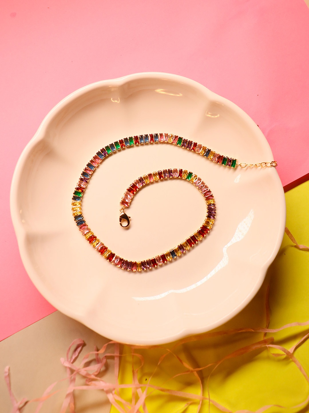 

Ishhaara Gold-Toned & Red Brass-Plated Mirror Chain