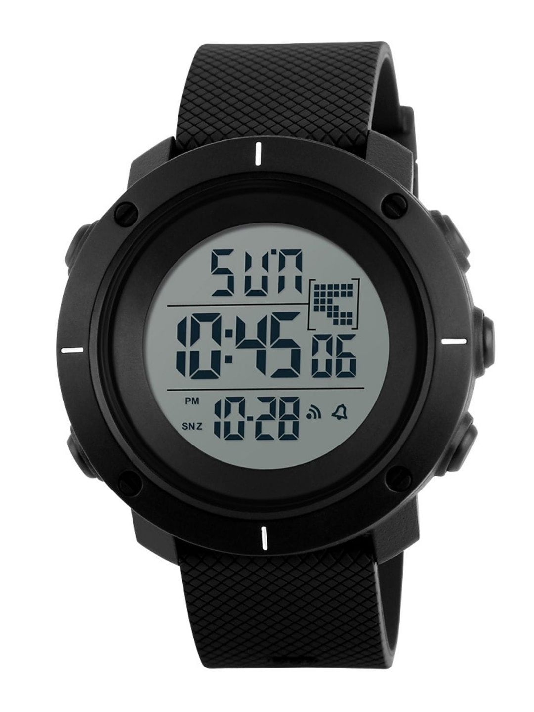 

Skmei Men White Dial & Black Textured Straps Digital Multi Function Watch Skmei 1213 Black