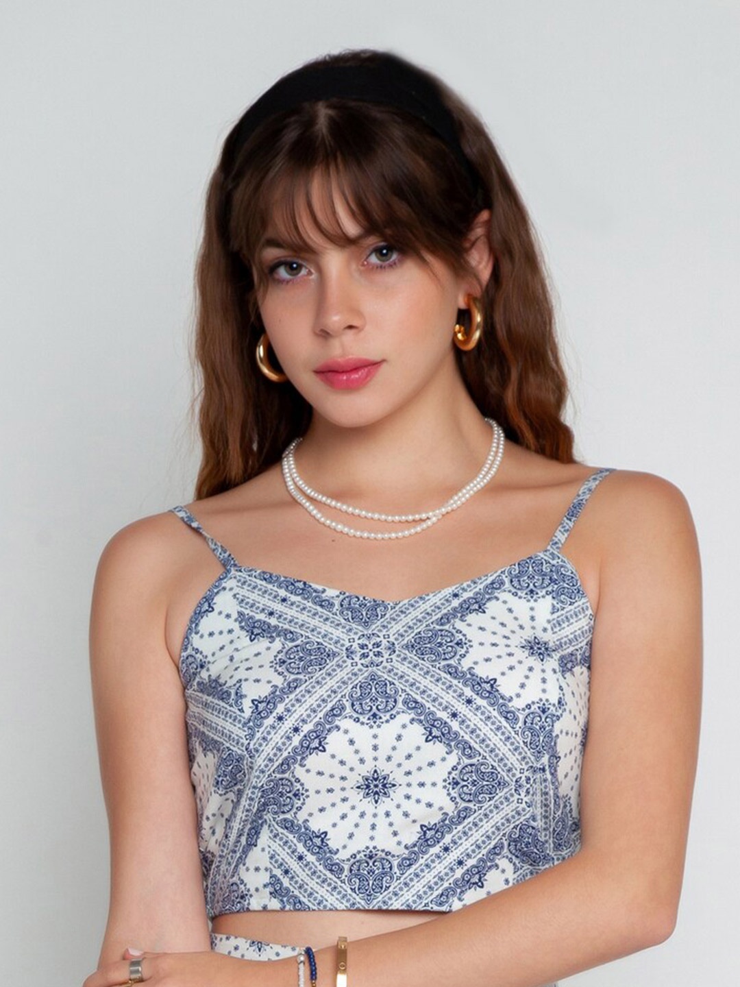 

Zink London Off White Print Longline Top
