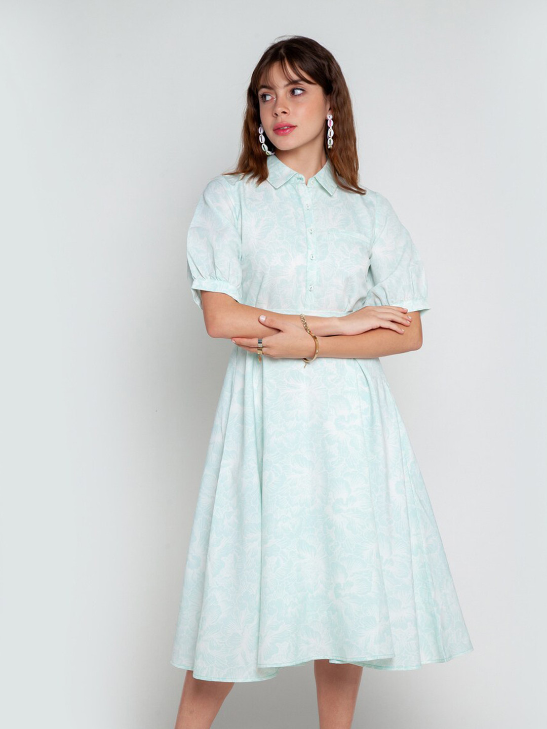 

Zink London Blue Floral Midi Dress