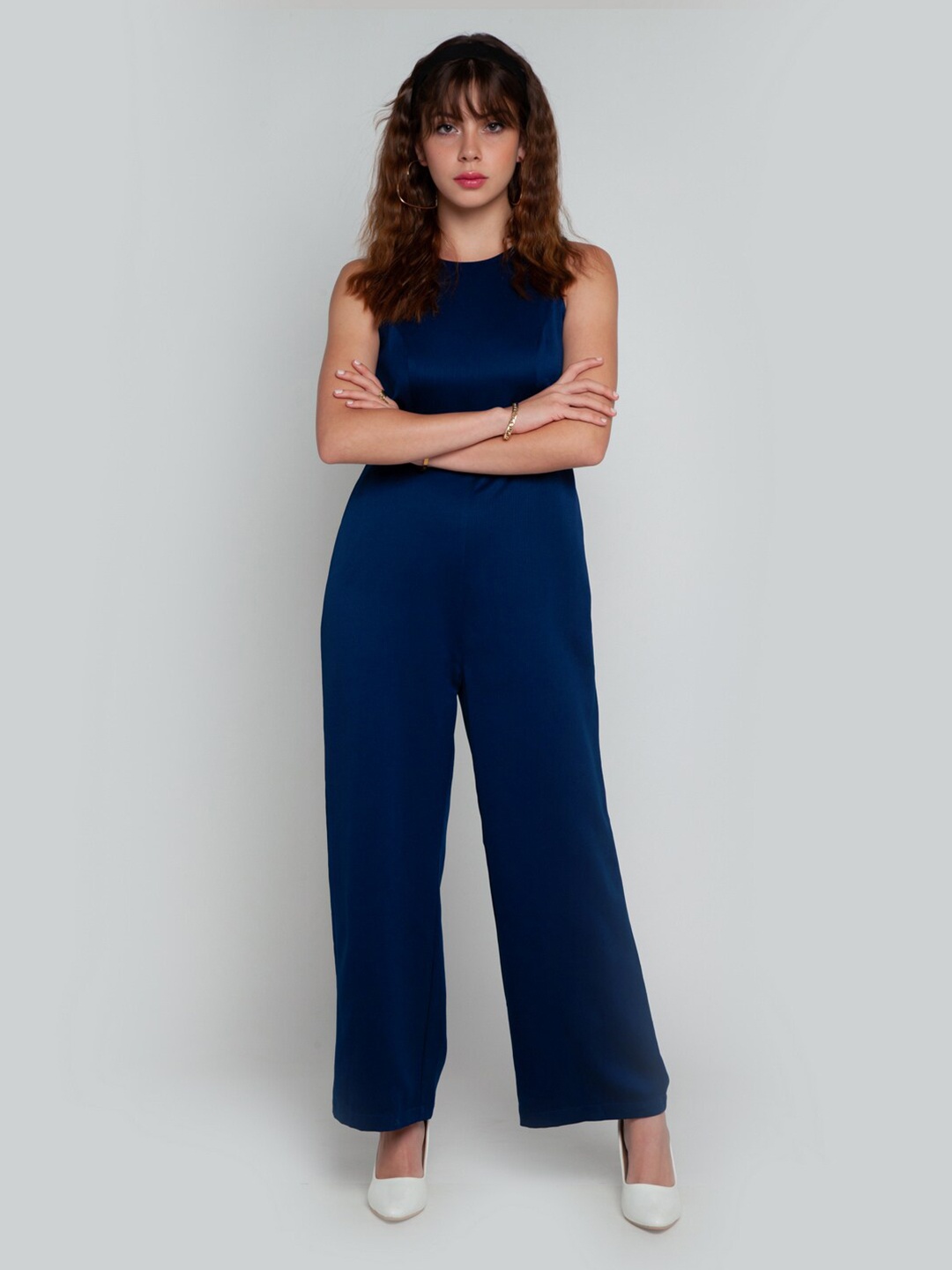 

Zink London Blue Solid Basic Jumpsuit