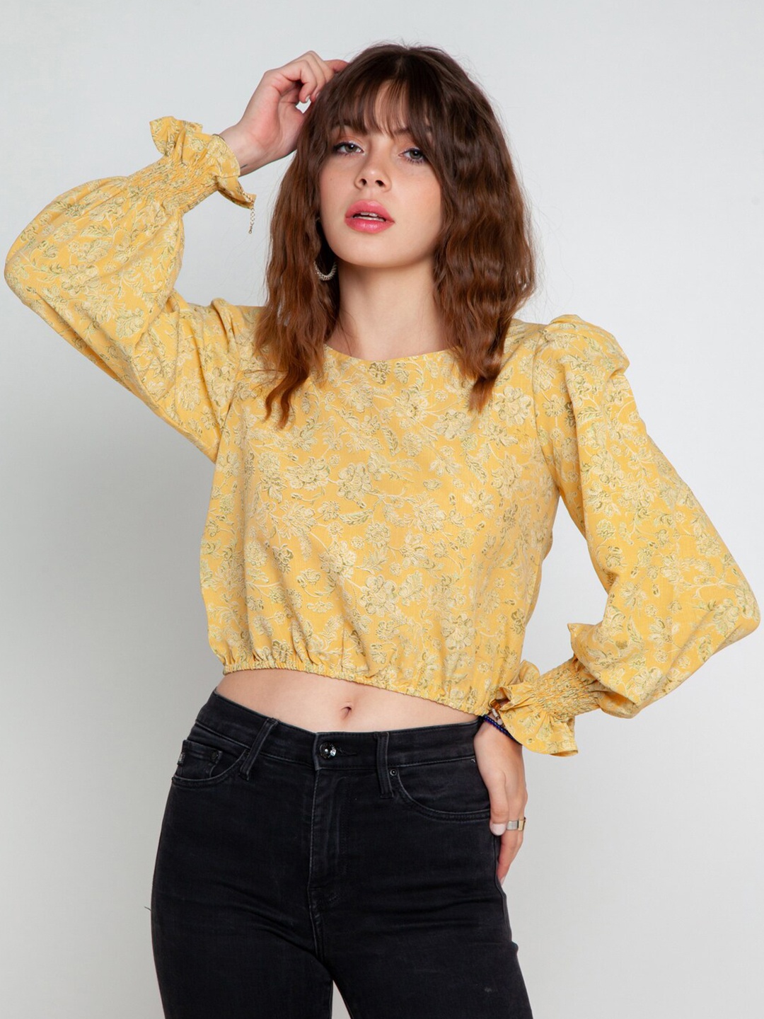 

Zink London Mustard Yellow Checked Top