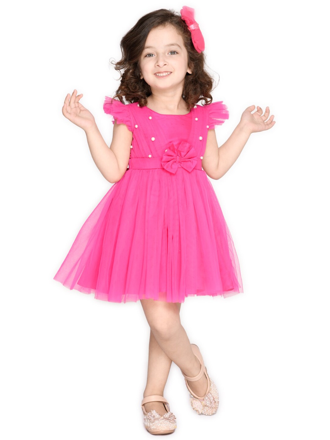 

SAKA DESIGNS Magenta Embellished Net Dress