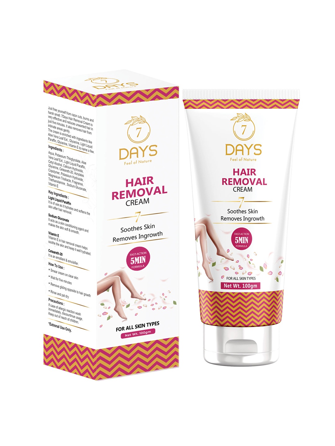 

7 DAYS Hair Removal Cream To Soothe Skin & Remove Ingrowth - 100g, White