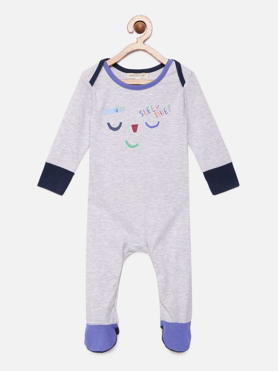 

Angel & Rocket Boys Grey Printed Sleepsuit