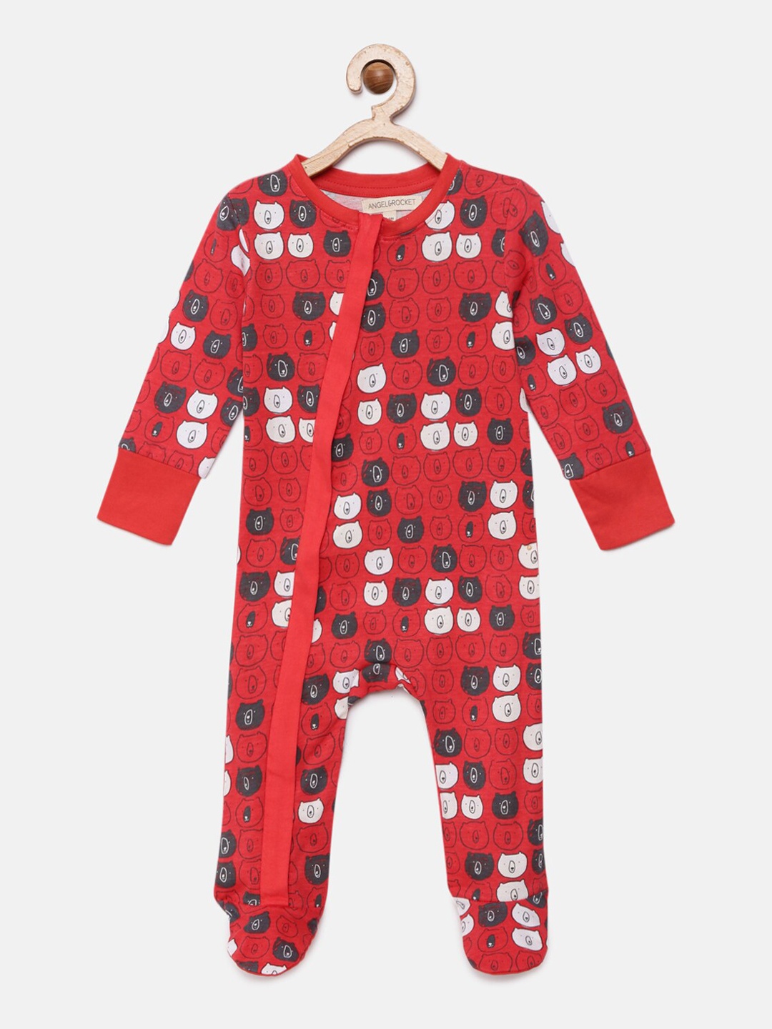 

Angel & Rocket Red Printed Cotton Sleepsuits