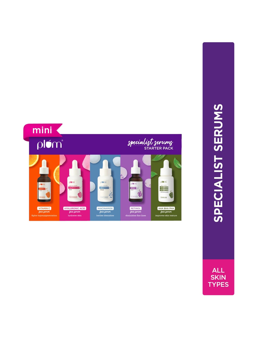 

Plum Specialist Serums Starter Pack - Set of 5 Mini Serums - 3ml each, White