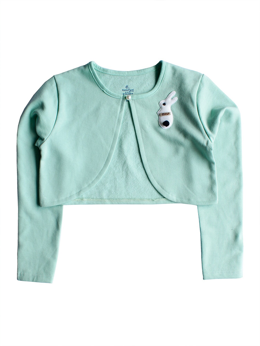 

KiddoPanti Girls Green & White Crop Shrug