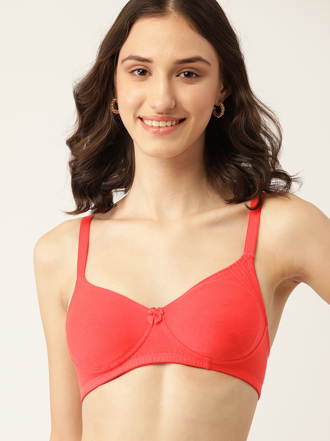 

DressBerry Coral Pink Solid Everyday Bra
