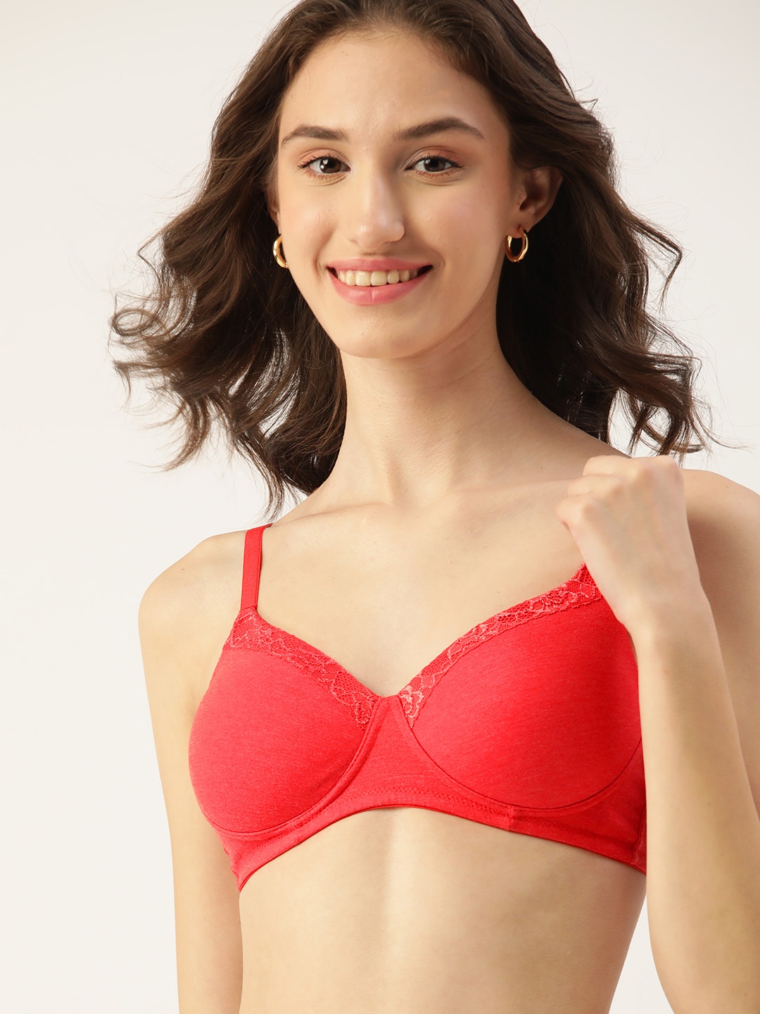 

DressBerry Red Solid Lightly Padded Bra