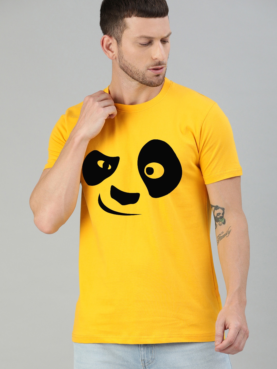

UNSULLY Men Yellow Typography Dri-FIT Applique T-shirt