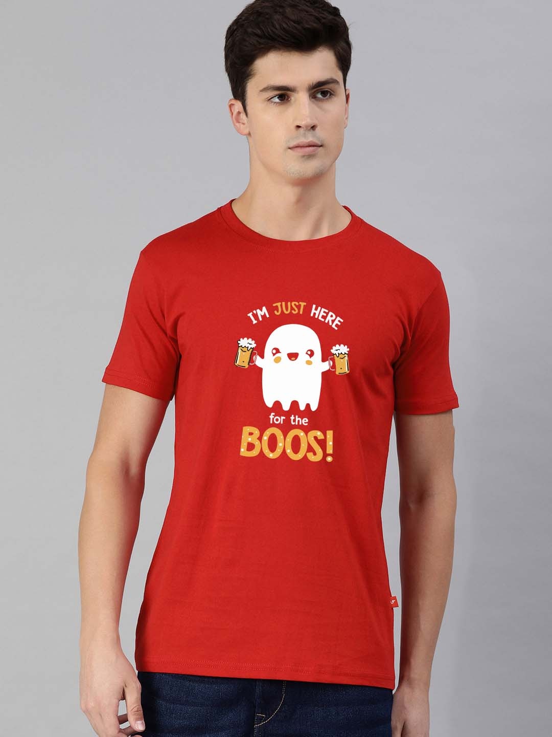 

UNSULLY Men Red Typography Printed Dri-FIT Applique T-shirt