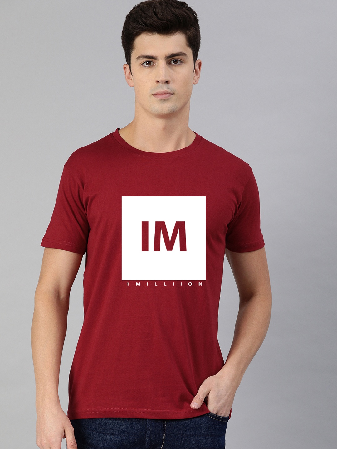 

UNSULLY Men Red Typography Printed Dri-FIT Applique T-shirt