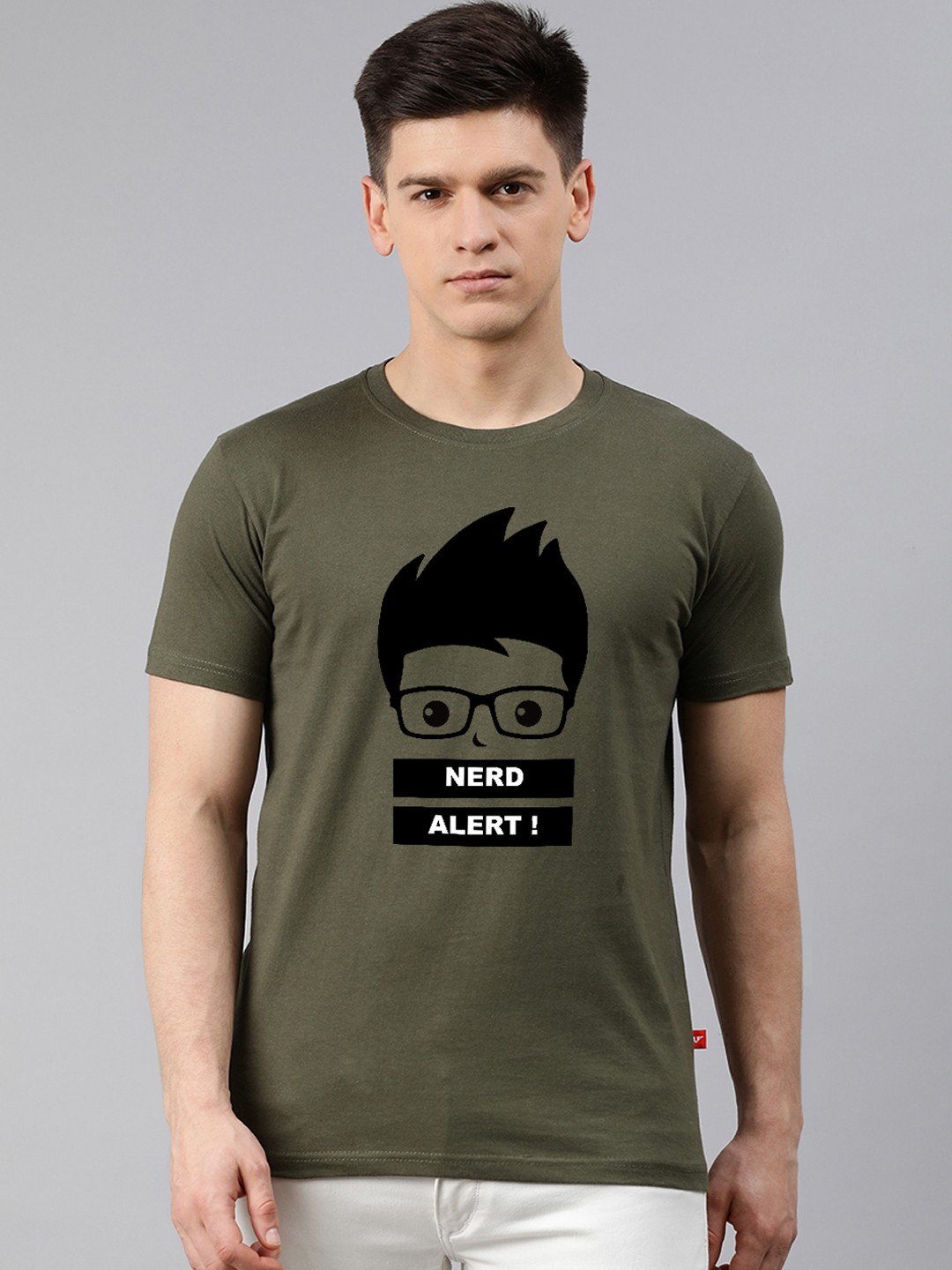 

UNSULLY Men Olive Green Printed Dri-FIT Raw Edge T-shirt